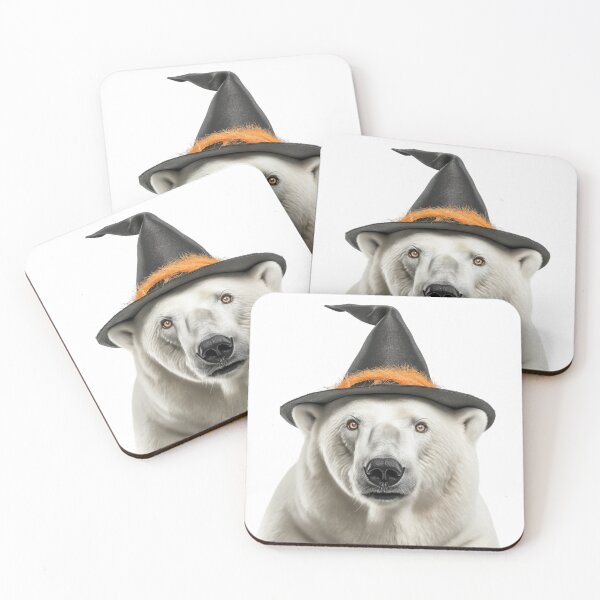 Item preview, Polar Bear Wearing Halloween Witch Hat designed and sold by LazyOwlStore.