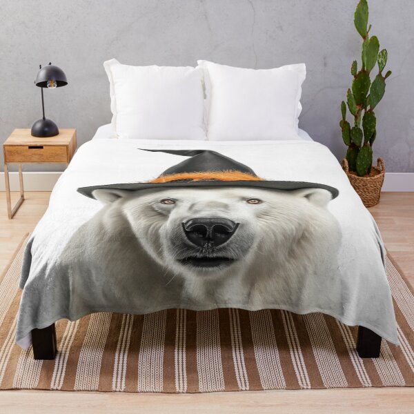 Item preview, Polar Bear Wearing Halloween Witch Hat designed and sold by LazyOwlStore.