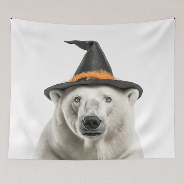 Item preview, Polar Bear Wearing Halloween Witch Hat designed and sold by LazyOwlStore.