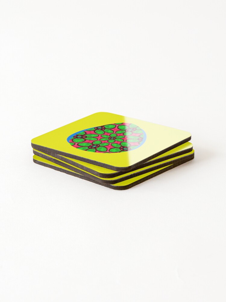 Thumbnail 4 of 5, Coasters (Set of 4), Cute Abstract Flowers Pattern designed and sold by Patternflower.