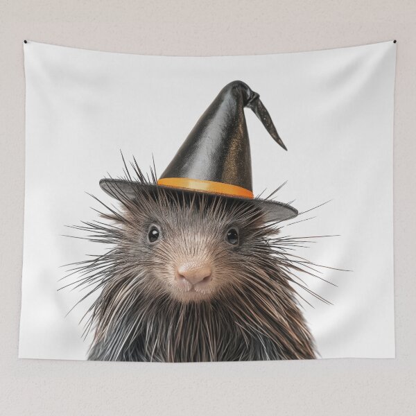 Artikelvorschau, Stachelschwein mit Halloween-Hexenhut entworfen und verkauft von LazyOwlStore.