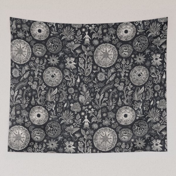 Item preview, Hand-Drawn Floral and Starry Pattern With Decorative Elements designed and sold by CoolPixels.