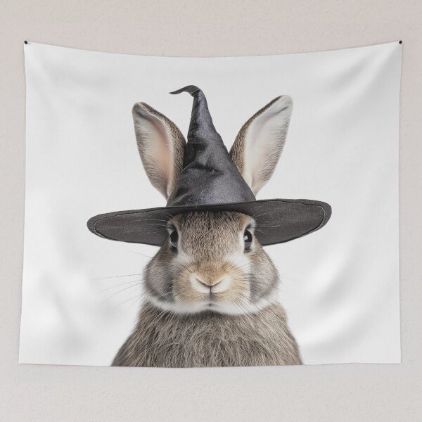 Item preview, Rabbit Wearing Halloween Witch Hat designed and sold by LazyOwlStore.