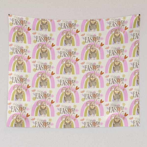 Item preview, Celebrating Easter Bunny rainbow Floral line texture design  designed and sold by NadiTrends.