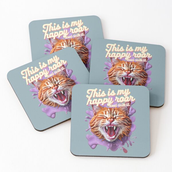 Item preview, This Is My Happy Roar Deal With It Joyful Tabby Splash, Playful Purple Roar, Bold Red Expression designed and sold by SplashTastic.