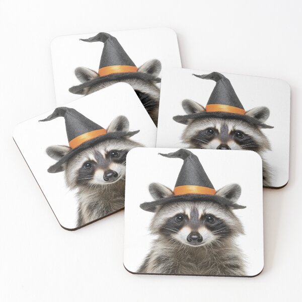 Item preview, Raccoon Wearing Halloween Witch Hat designed and sold by LazyOwlStore.