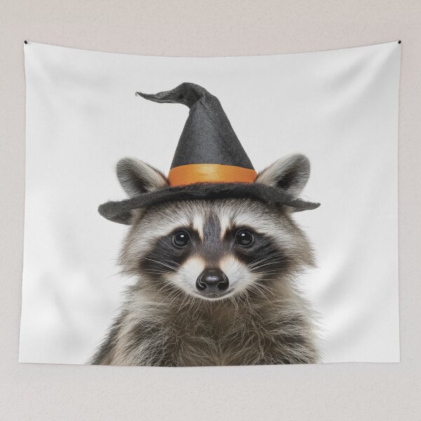 Item preview, Raccoon Wearing Halloween Witch Hat designed and sold by LazyOwlStore.