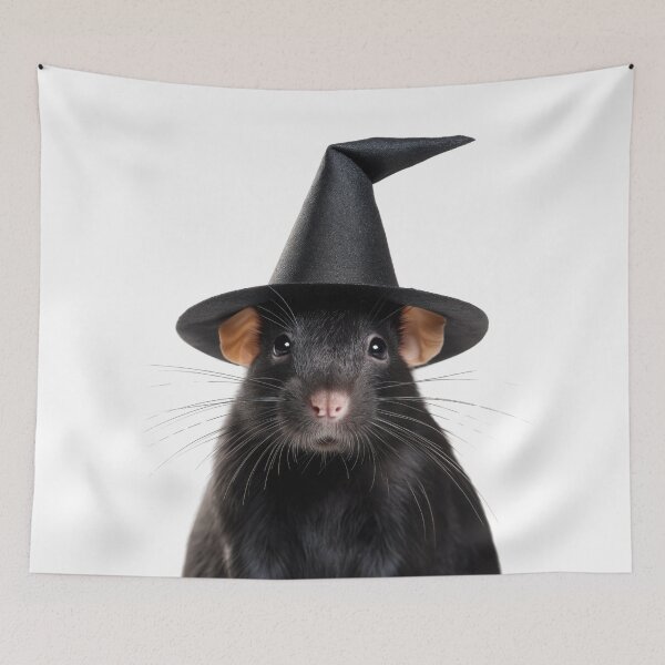 Item preview, Rat Wearing Halloween Witch Hat designed and sold by LazyOwlStore.
