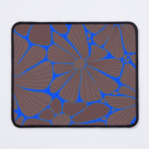 Item preview, Brown Retro Floral Pattern on Neon Blue Background designed and sold by DreamsArtwear.