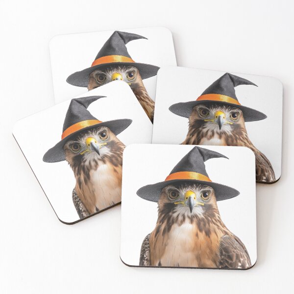 Item preview, Red-tailed hawk bird Wearing Halloween Witch Hat designed and sold by LazyOwlStore.