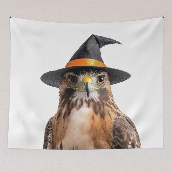 Item preview, Red-tailed hawk bird Wearing Halloween Witch Hat designed and sold by LazyOwlStore.