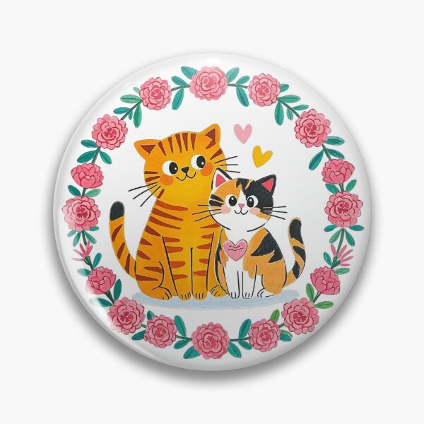 Item preview, Gatos juguetones en un marco de corazón floreciente designed and sold by Kayslab.