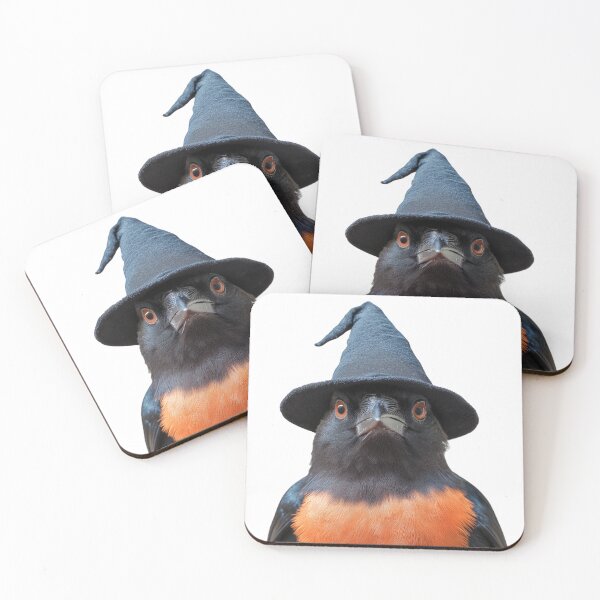 Item preview, Red-winged Blackbird Wearing Halloween Witch Hat designed and sold by LazyOwlStore.