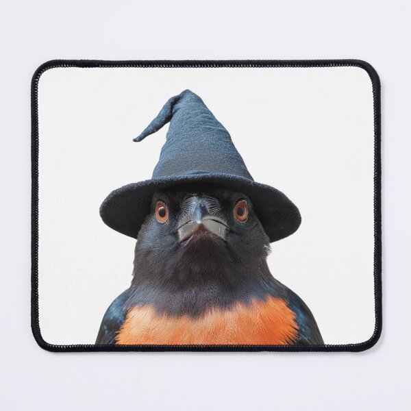 Item preview, Red-winged Blackbird Wearing Halloween Witch Hat designed and sold by LazyOwlStore.