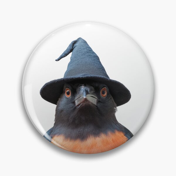 Item preview, Red-winged Blackbird Wearing Halloween Witch Hat designed and sold by LazyOwlStore.