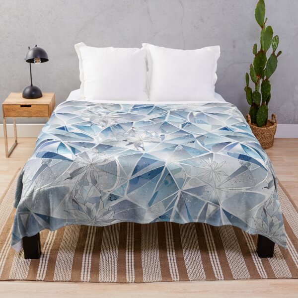 Item preview, Abstract Geometric Floral Design with Icy Blue Tones designed and sold by CoolPixels.