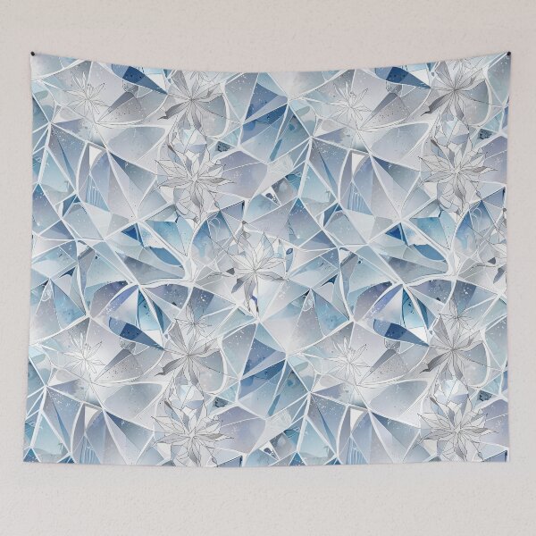 Item preview, Abstract Geometric Floral Design with Icy Blue Tones designed and sold by CoolPixels.