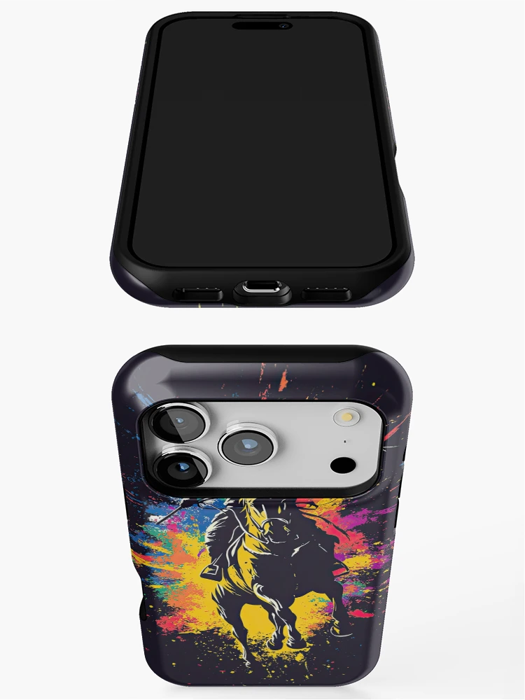 Thumbnail 3 of 4, iPhone Case, Fierce Rider Charging Into Exploding Color Storm designed and sold by Piotrek0001.