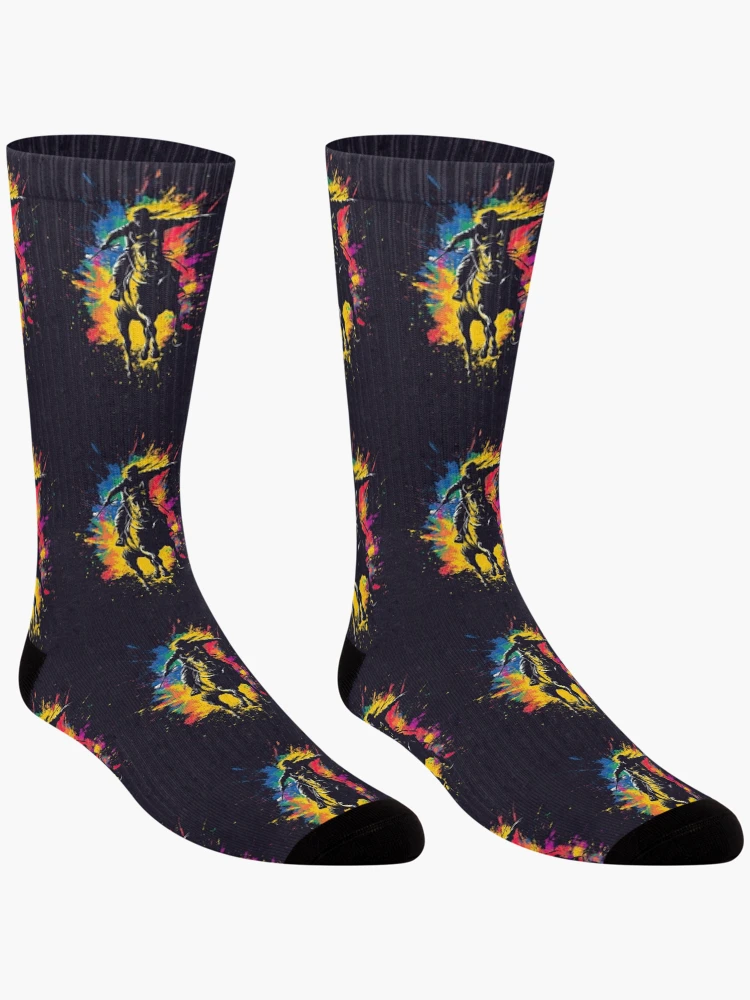 Thumbnail 3 of 5, Socks, Fierce Rider Charging Into Exploding Color Storm designed and sold by Piotrek0001.