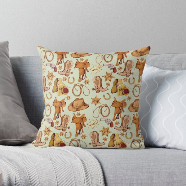 Giddyup Cowboy Gear Print Throw Pillow