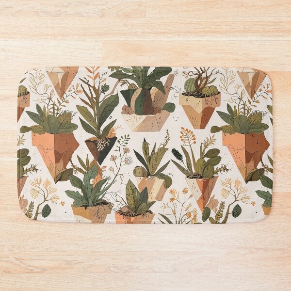 Item preview, Seamless Pattern of Potted Plants with Succulents and Foliage in Soft Colors designed and sold by CoolPixels.