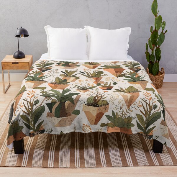 Item preview, Seamless Pattern of Potted Plants with Succulents and Foliage in Soft Colors designed and sold by CoolPixels.