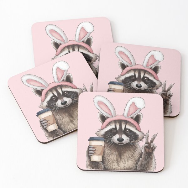 Item preview, Café, paz y orejas de conejo – Vibras de mapache designed and sold by Aredbox.