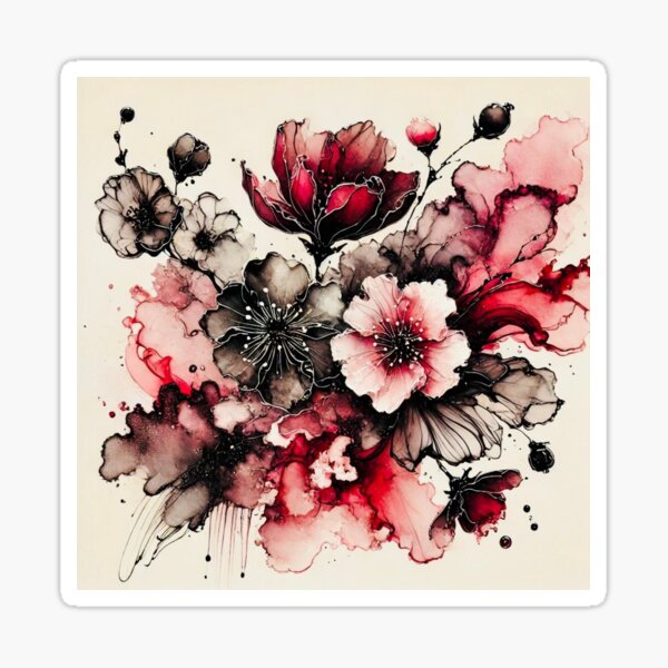 Item preview, Plum blossom x  Dramatic ｜ alcohol ink art style designed and sold by PetitsArts.