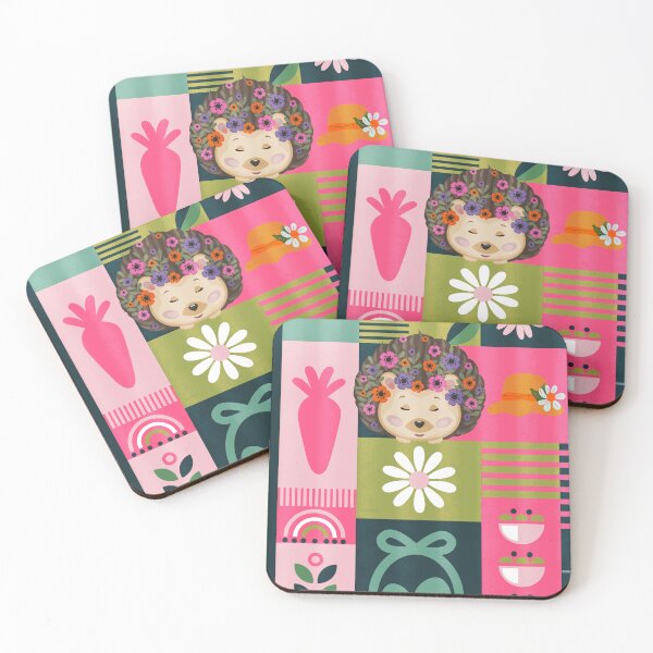 Item preview, Kawaii animal french style aesthetic block print design  designed and sold by NadiTrends.