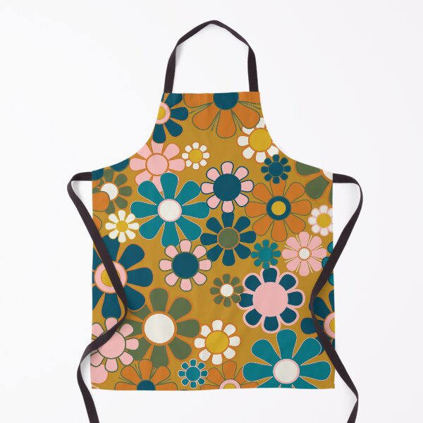 Item preview, Pretty Groovy Retro Garden 60s 70s Aesthetic Floral Pattern Ochre Teal Olive Pink 2 designed and sold by kierkegaard.