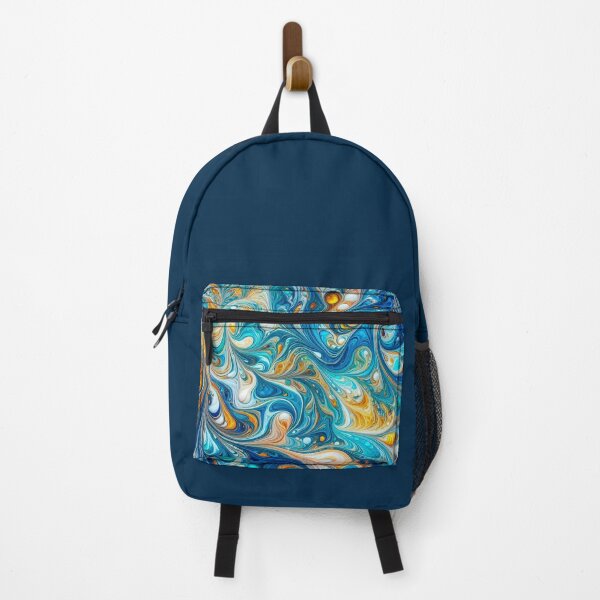 Item preview, Sapphire Drift: Blue and Gold Marble Flow designed and sold by Dopamine Glitch.
