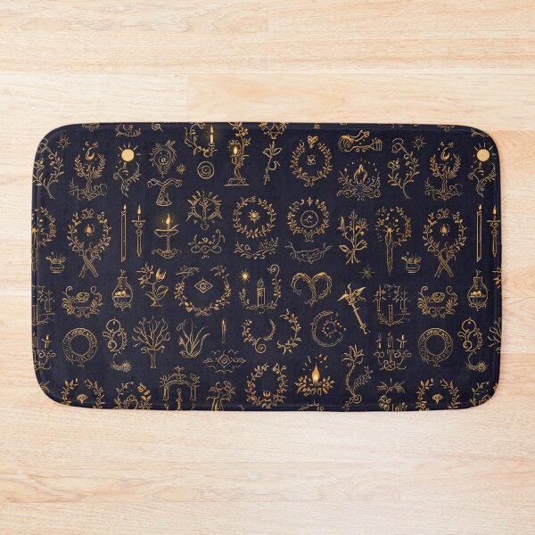 Item preview, Elegant Golden Ornamental Icons Featuring Candles, Plants, and Mystical Symbols designed and sold by CoolPixels.