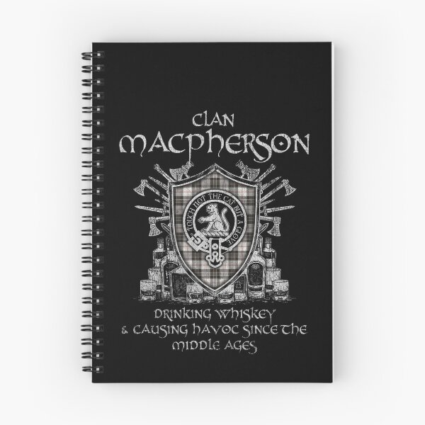 Item preview, Clan MacPherson of Cluny Black & White drinking whiskey and causing havoc heritage crest tartan plaid designed and sold by Clan1093.