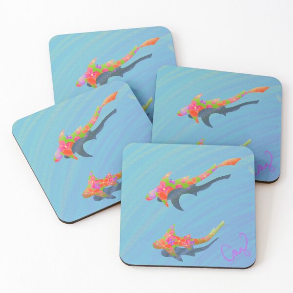 Item preview, Blue Green Floral Sharks designed and sold by Cngdoodles.