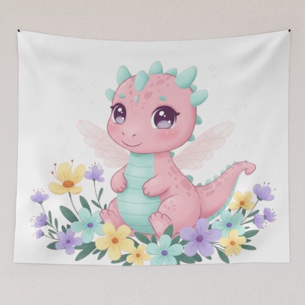 Item preview, Cute Baby Dragon with Flowers designed and sold by IsabellShop.