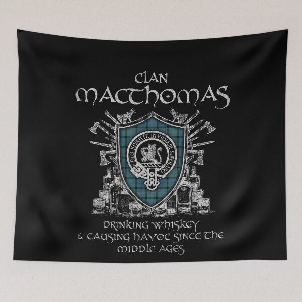 Item preview, Clan MacThomas drinking whiskey and causing havoc heritage crest tartan plaid designed and sold by Clan1093.