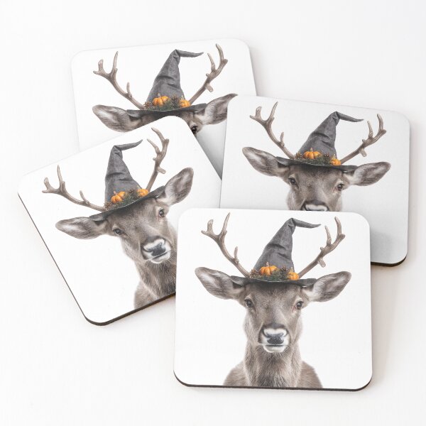 Item preview, Reindeer Wearing Halloween Witch Hat designed and sold by LazyOwlStore.