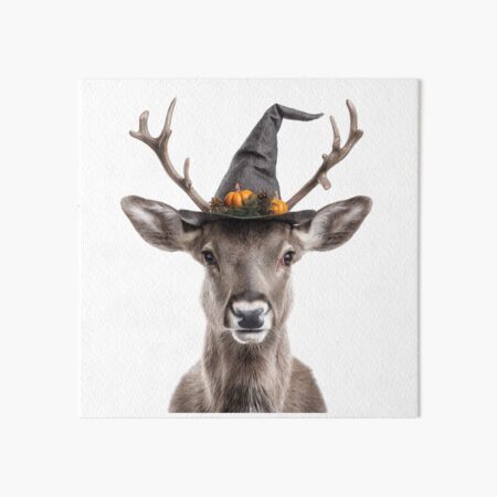 Item preview, Reindeer Wearing Halloween Witch Hat designed and sold by LazyOwlStore.
