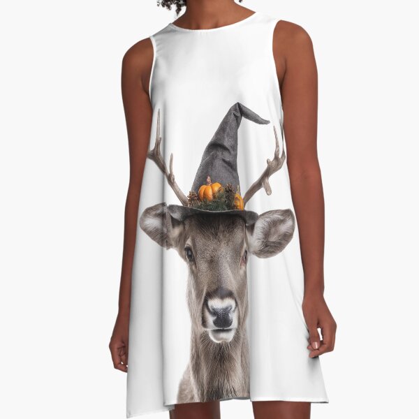 Item preview, Reindeer Wearing Halloween Witch Hat designed and sold by LazyOwlStore.