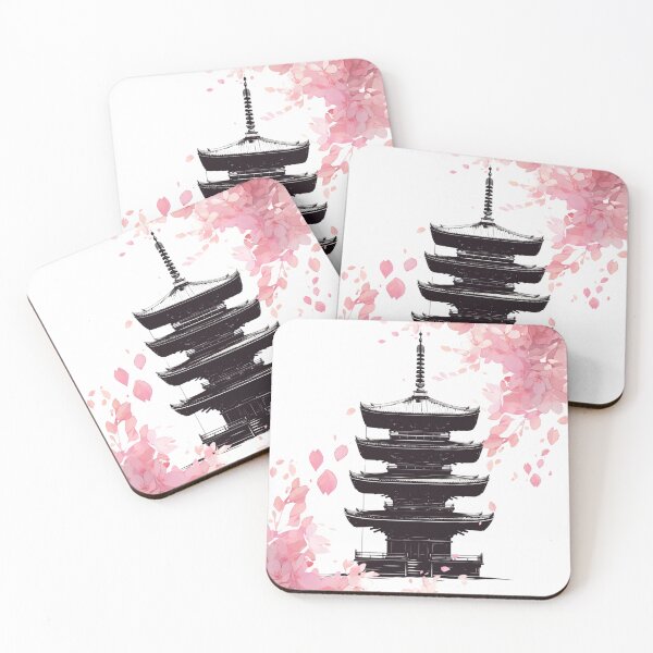 Item preview, Five-Story Pagoda in Sakura Storm – Traditional Japanese Spring Art designed and sold by SakuraLab.