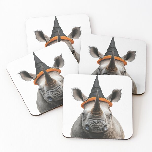Item preview, Rhinoceros Wearing Halloween Witch Hat designed and sold by LazyOwlStore.