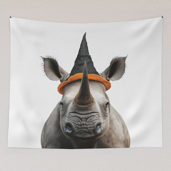 Item preview, Rhinoceros Wearing Halloween Witch Hat designed and sold by LazyOwlStore.