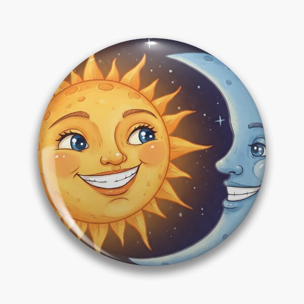 Item preview, Smiling Sun and Moon with Whimsical Expressions designed and sold by javastocks.
