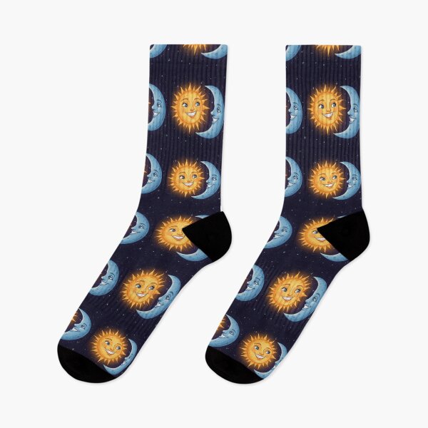Item preview, Smiling Sun and Moon with Whimsical Expressions designed and sold by javastocks.