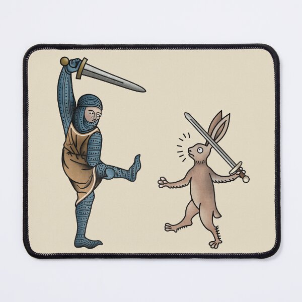 Item preview, Rabbit vs Knight fencing medieval meme designed and sold by MargiKnights.