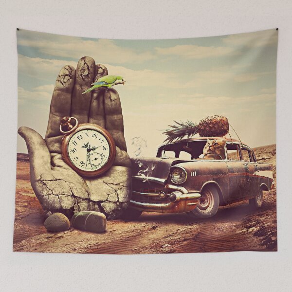 Item preview, Salvador Dali Hand, Watch, Car, Pineapple, Parrot, Surreal Art Print  designed and sold by Artistic Gift Print.