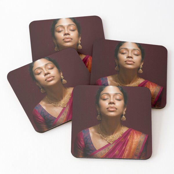 Item preview, Liza Koshy in Maroon Saree with Gold Jewelry and Radiant Light designed and sold by Aryabek.