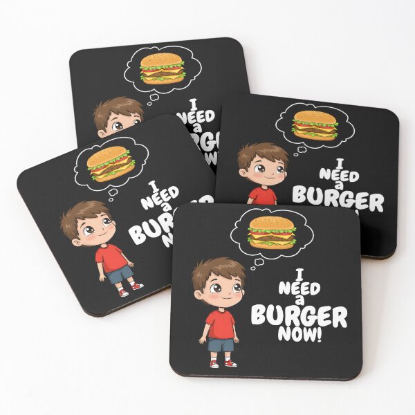 Item preview, Cute Cartoon Boy Craving a Delicious Burger Illustration | I NEED A BURGER NOW designed and sold by Unlimited-Style.