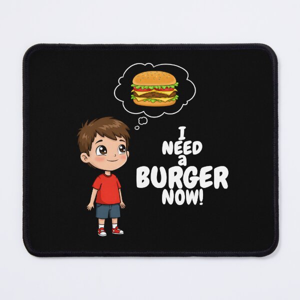 Item preview, Cute Cartoon Boy Craving a Delicious Burger Illustration | I NEED A BURGER NOW designed and sold by Unlimited-Style.