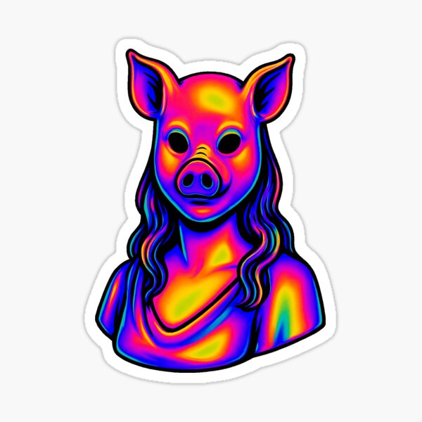 Vista previa del artículo con la obra «Mujer Cerda Psicodélica – Retrato artístico con brillo psicodélico», diseñado y vendido por NeoPsyArt.